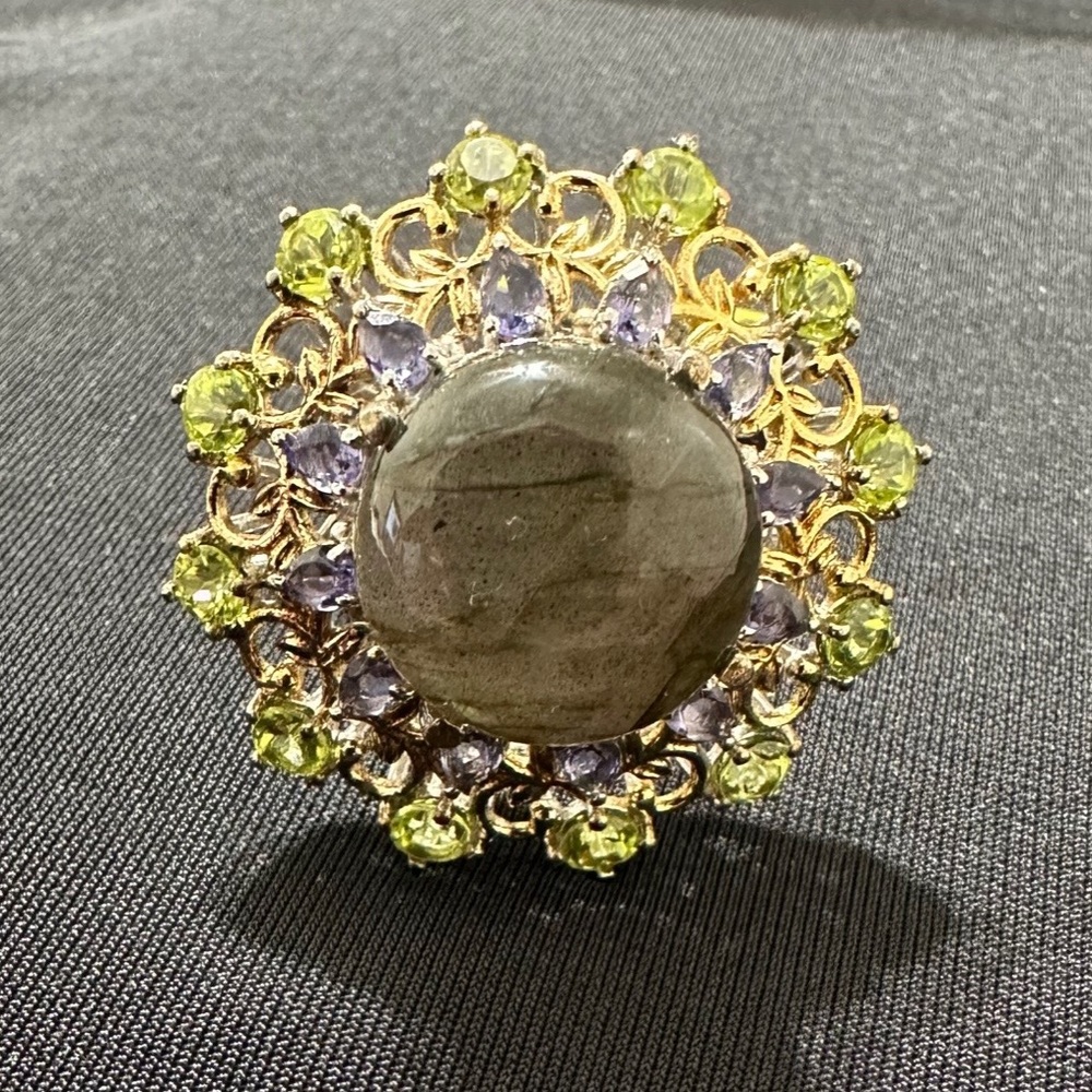 925 Multi-Gemstone Statement Ring - image 1